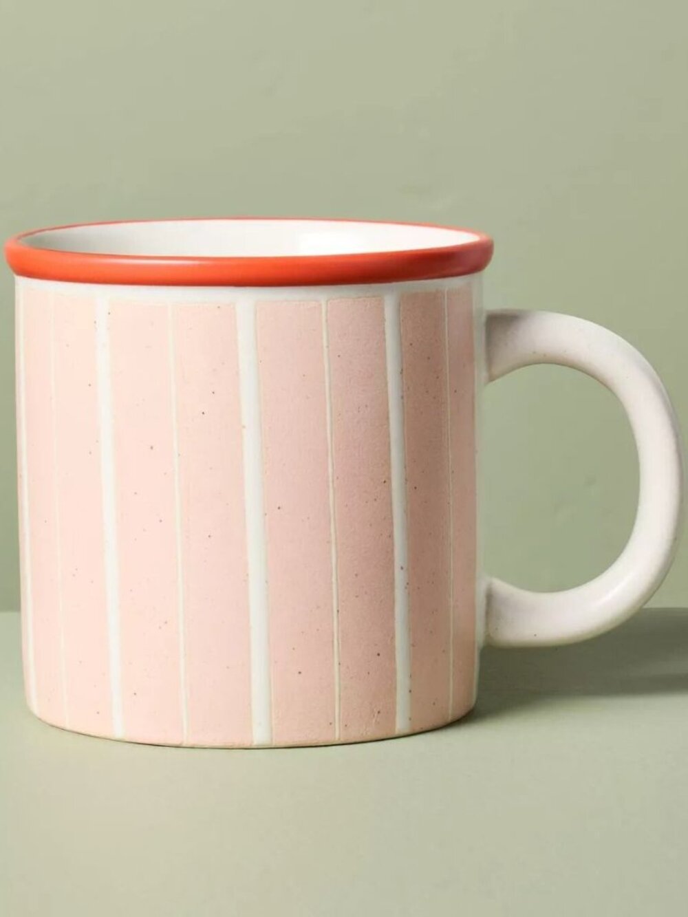 13.5oz‎ Recycled Ceramic Striped Mug Light Pink/Orange - Hearth & Hand Magnolia
